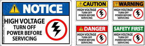 Danger Sign High Voltage - Turn Off Power Before Servicing