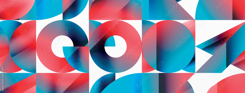 Assorted geometric shapes unite in a minimalistic abstract backdrop, offering a versatile canvas for contemporary design for digital designs, presentations, website banners, social media posts