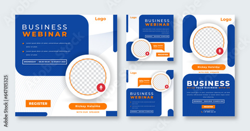 Webinar Digital Business Conference Social Media Post for Online Marketing Promotion Banner and Web Internet Ads Flyer