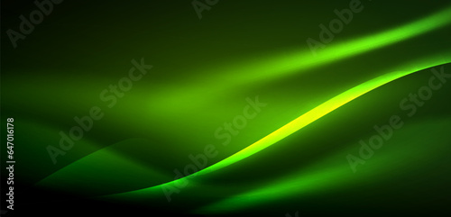 Dynamic waves in ethereal glow of neon lights. Concept merges fluidity of motion with vibrant allure of neon, crafting entrancing backdrop that embodies both vitality and futuristic sophistication
