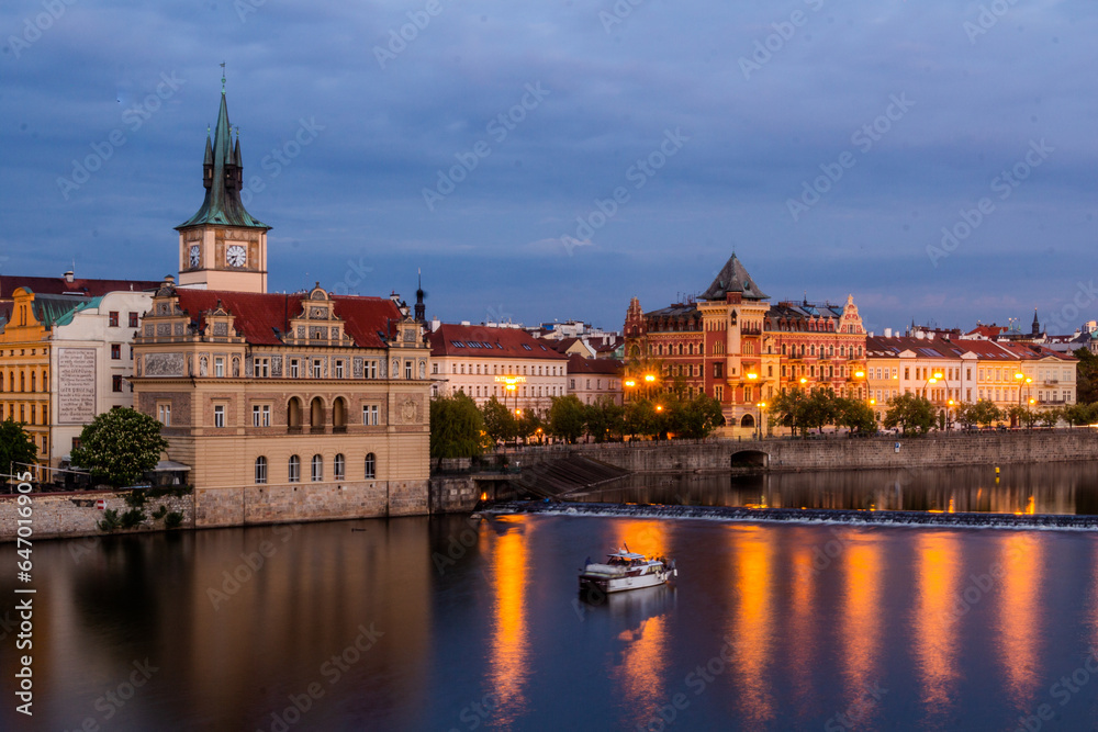 Vltava river in the center of Prague, Czech Republic