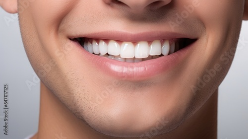 Dental Care. close up mouse, handsome cute smile with very clean perfect teeth. chin, nose and mouth visible. dental service advertisement, Healthy Smile