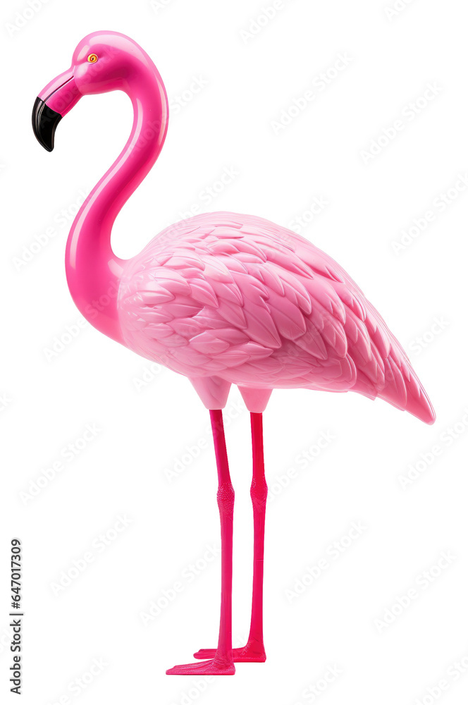 Fototapeta premium Plastic Flamingo Garden Lawn Ornament Decoration Isolated on Transparent Background 