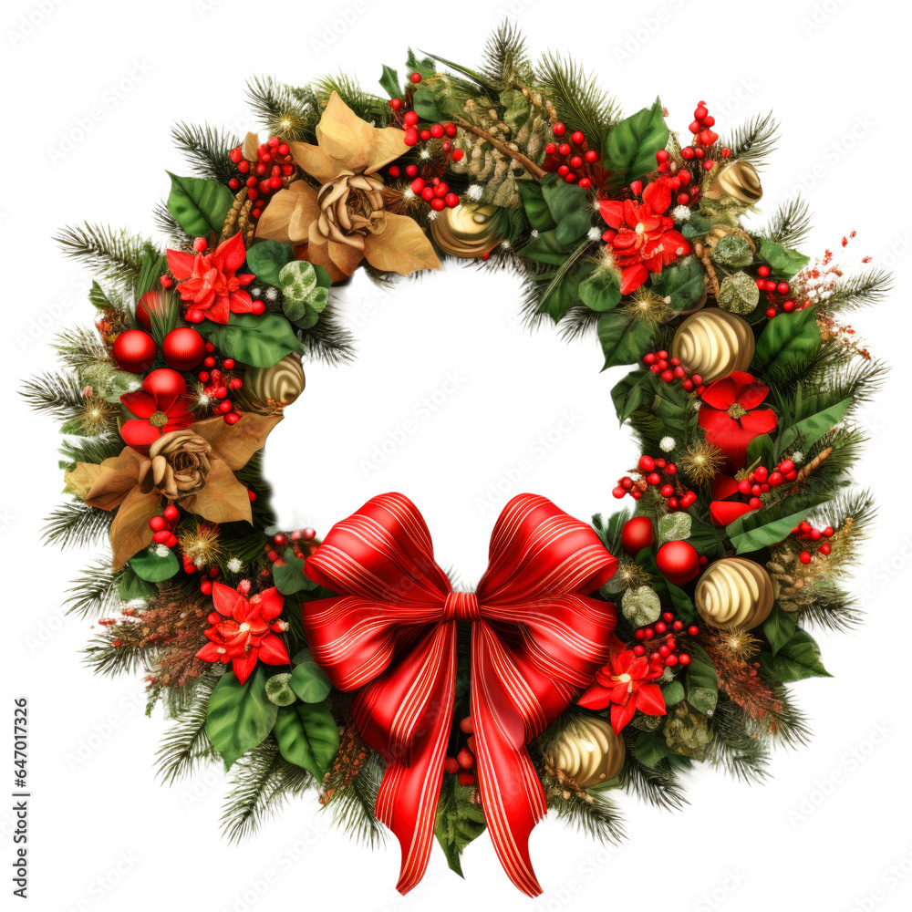 Christmas Wreath Isolated on Transparent Background
