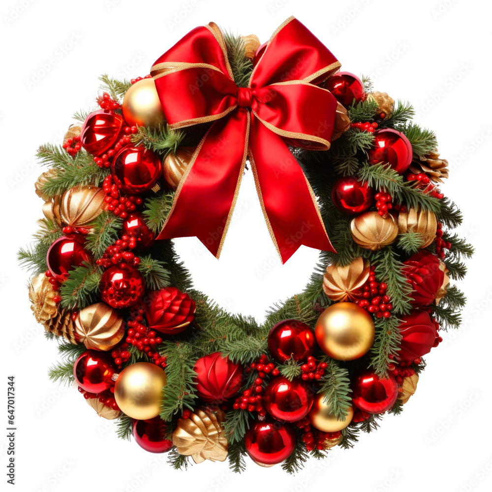 Christmas Wreath Isolated on Transparent Background
