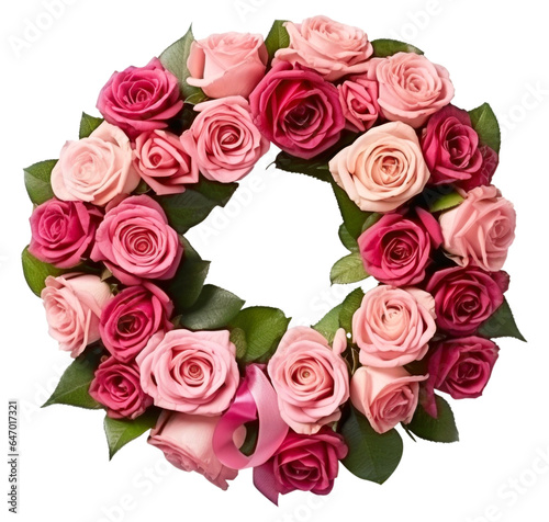 Roses Wreath Isolated on Transparent Background 