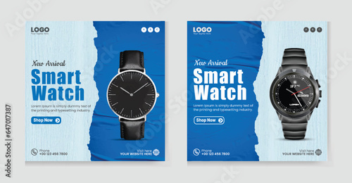 Smart watch banner social media post design, ads banner template