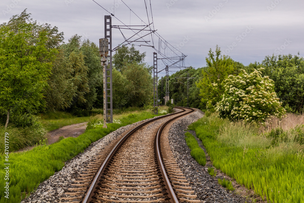 Railway to Milovice town near Lysa nad Labem, Czech Republic