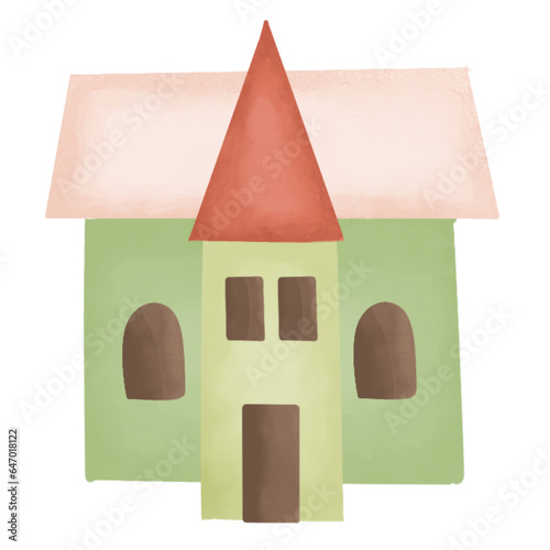 Watercolor cute house illustration photo