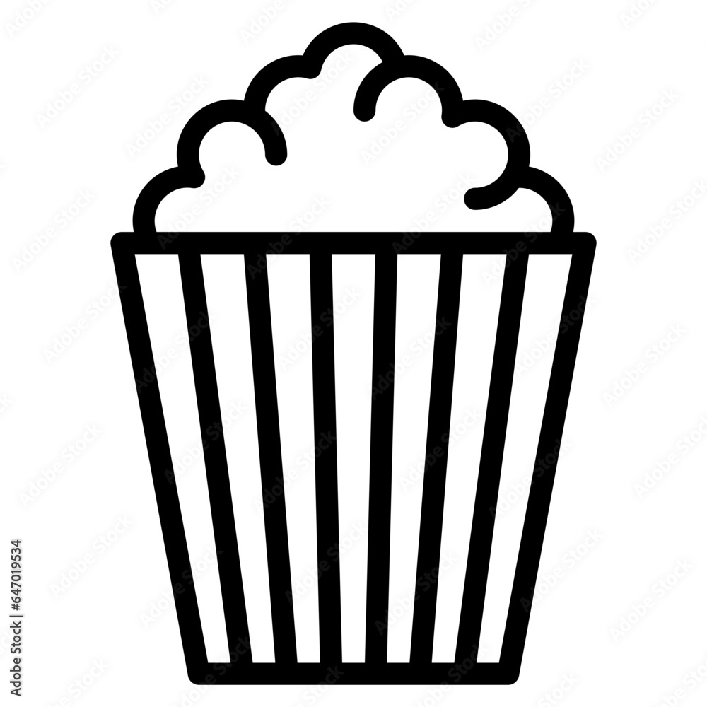 popcorn icon in line style isolated on transparent background. Fastfood icon, vector illustration for graphic design projects popcorn icon in line style isolated on transparent background. Fastfood icon, vector illustration for graphic design projects