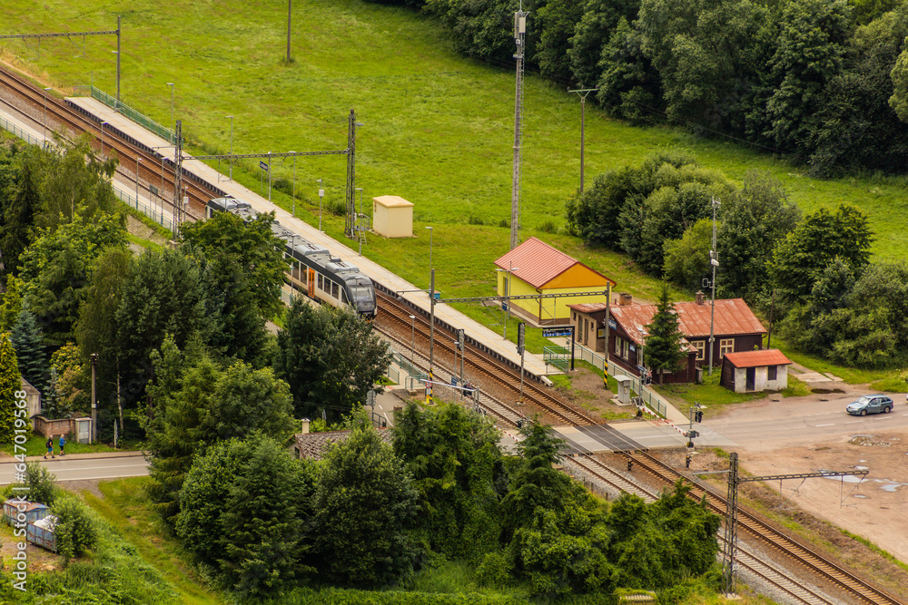 Aerial view of Lansperk train stop, Czech Republic Aerial view of Lansperk train stop, Czech Republic