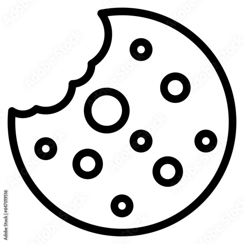 cookies icon in line style isolated on transparent background. Fastfood icon, vector illustration for graphic design projects