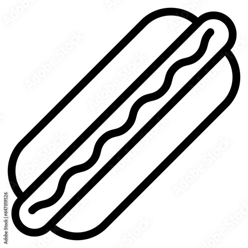 hot dog icon in line style isolated on transparent background. Fastfood icon, vector illustration for graphic design projects
