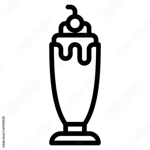 milkshake icon in line style isolated on transparent background. Fastfood icon, vector illustration for graphic design projects