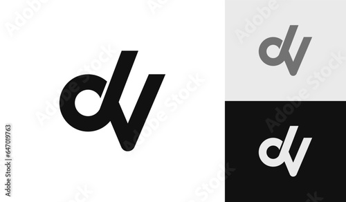 Quadro em tela Letter DV initial monogram logo design