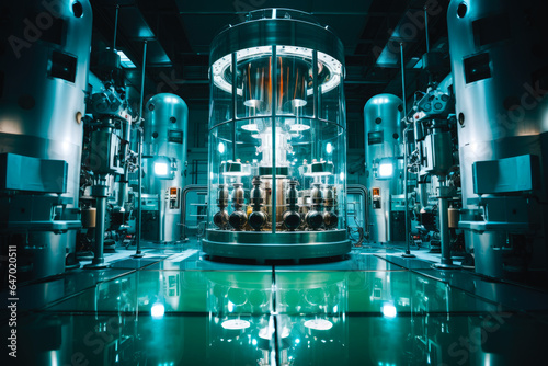Inside a nuclear reactor in a power plant or science institute