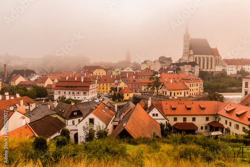 Wallpaper Mural Morning foggy view of Cesky Krumlov, Czech Republic Torontodigital.ca