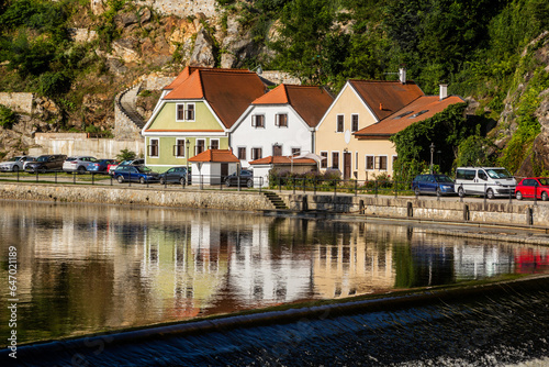 Houses at Vltava riverside in Cesky Krumlov, Czech Republic