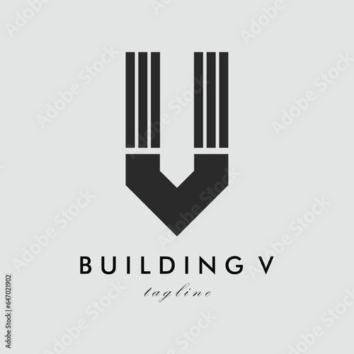 abstract building letter v logo vector illustration design