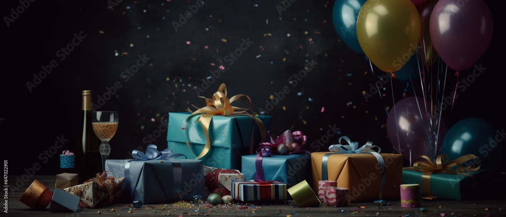 A Birthday Celebration Gifts Wallpaper - Colorful Party Vibes Created with generative AI tools. A Birthday Celebration Gifts Wallpaper - Colorful Party Vibes Created with generative AI tools.
