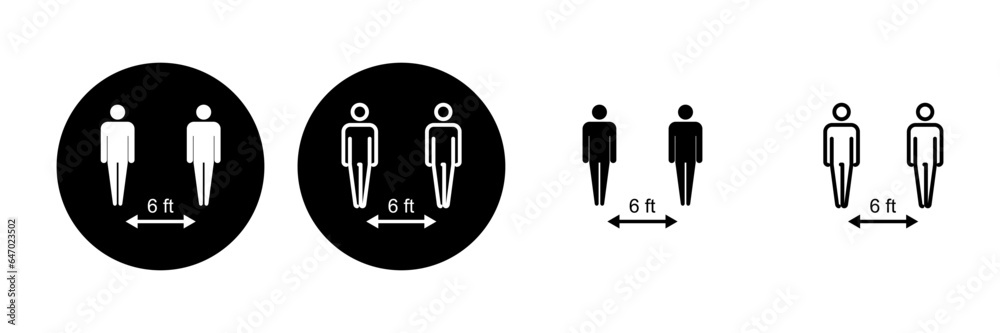 Social distance icon set. social distancing icon. self quarantine sign