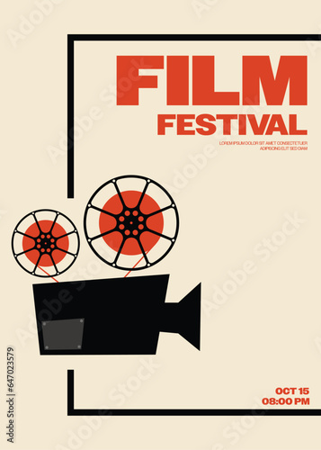 Movie and film festival poster template design background modern vintage retro style