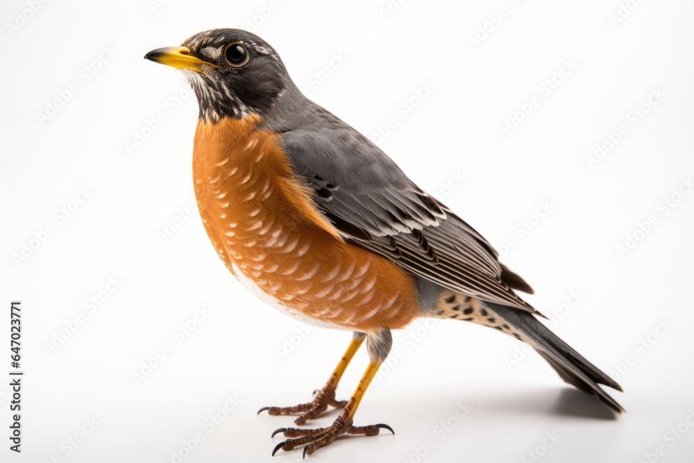 Close-up studio portrait of American Robin Turdus migratorius. Blank for design Close-up studio portrait of American Robin Turdus migratorius. Blank for design