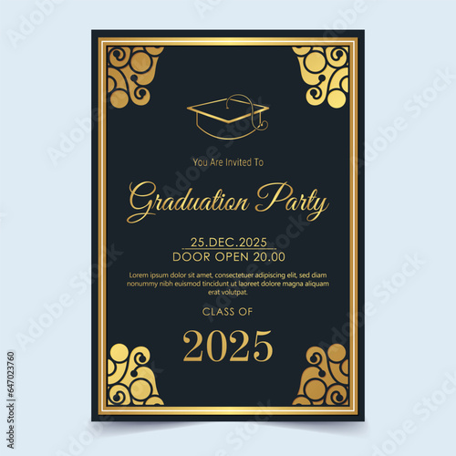 Elegant graduation invitation template with ornament