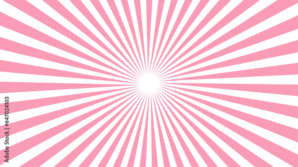 Fototapeta premium かわいいピンクの放射線 集中線 16:9
