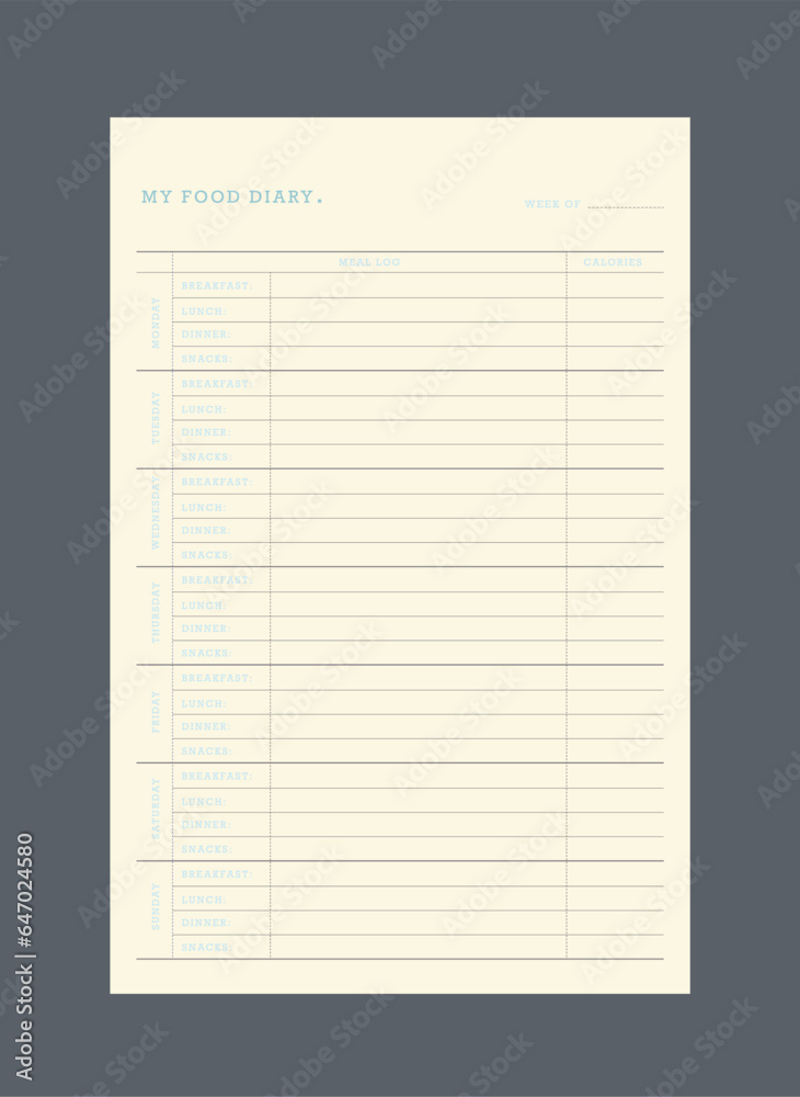 My Food Diary planner. (Sky) My Food Diary planner. (Sky)