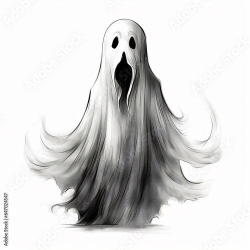 Hand-Drawn Halloween Ghost Crafted Apparition photo