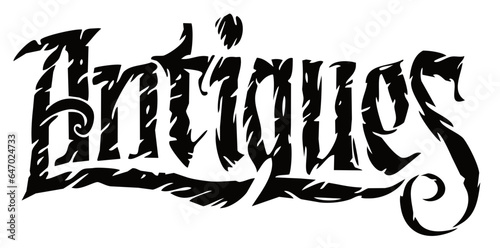 Antiques logo sign text banner calligraphy