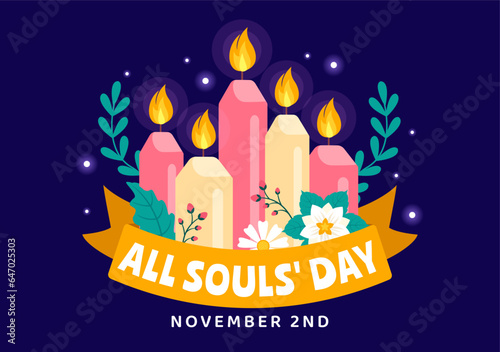 Fotobehang All Souls Day Vector Illustration to Commemorate All Deceased Believers in the C
