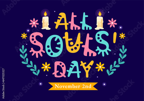 All Souls Day Vector Illustration to Commemorate All Deceased Believers in the Christian Religion with Candles in Flat Cartoon Background Design