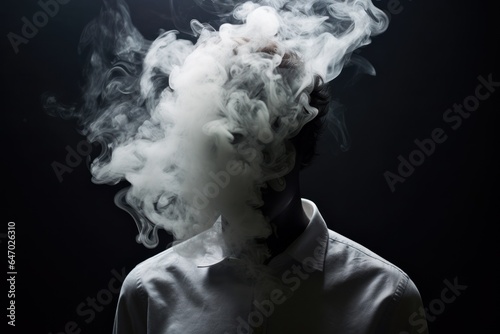 black and white portrait of people with smoke cigarette.