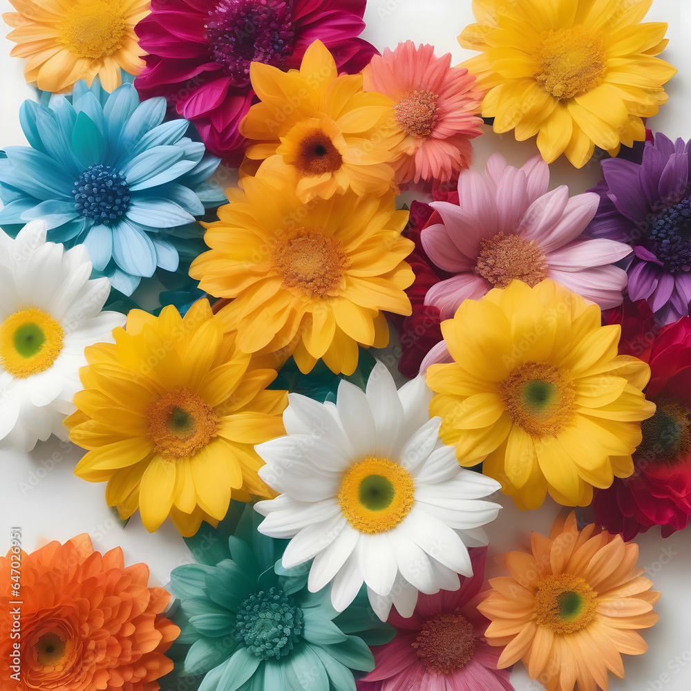 Rainbow flowers on a white background. AI -Generated. Rainbow flowers on a white background. AI -Generated.