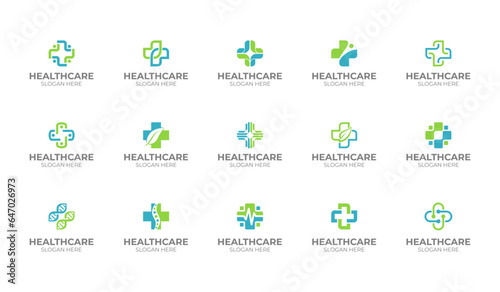 Modern medical or pharmacy logo. healthcare logo template. nonprofit organization logo template. geometric nonprofit logo template. mpodern and minimalist hospital logo template