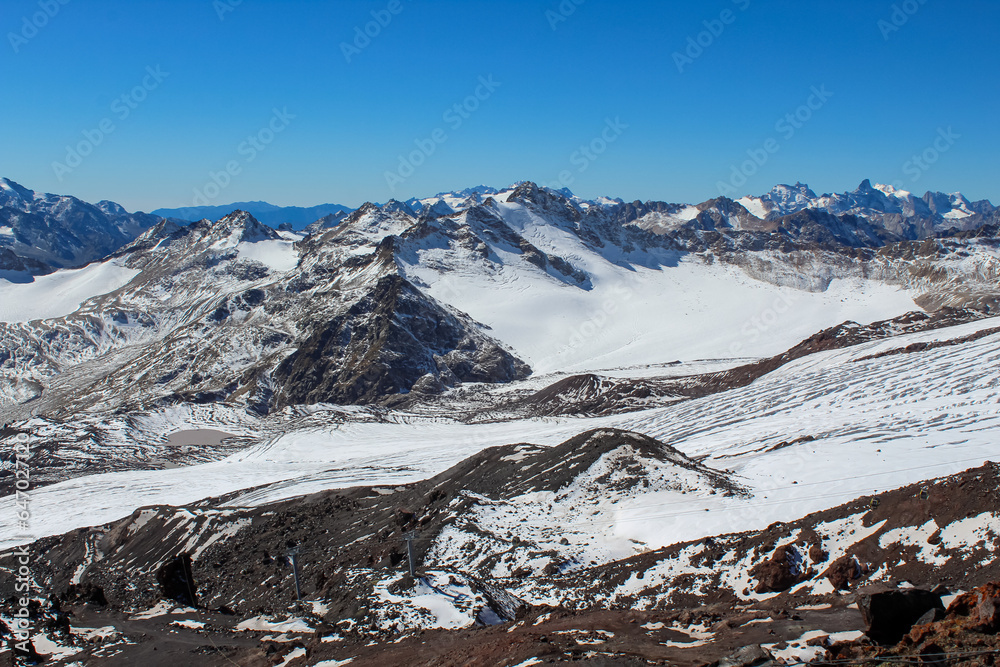 Mountains in Mount Elbrus region, the highest mountain peak in Russia