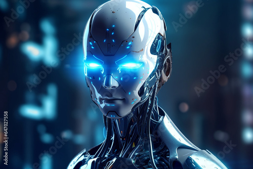 Chatbot Chat with AI, Artificial Intelligence. man using technology smart robot AI, artificial intelligence by enter command prompt for generates something, Futuristic technology transformation photo