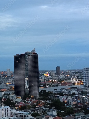 Beautiful building view at twilight in Bangkok, Thailand