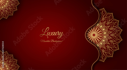 Red luxury background  with mandala ornament