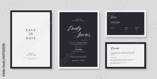 Elegant and minimalist wedding invitation template. Premium wedding invitation template. Wedding engagement template. engraved wedding invitation template