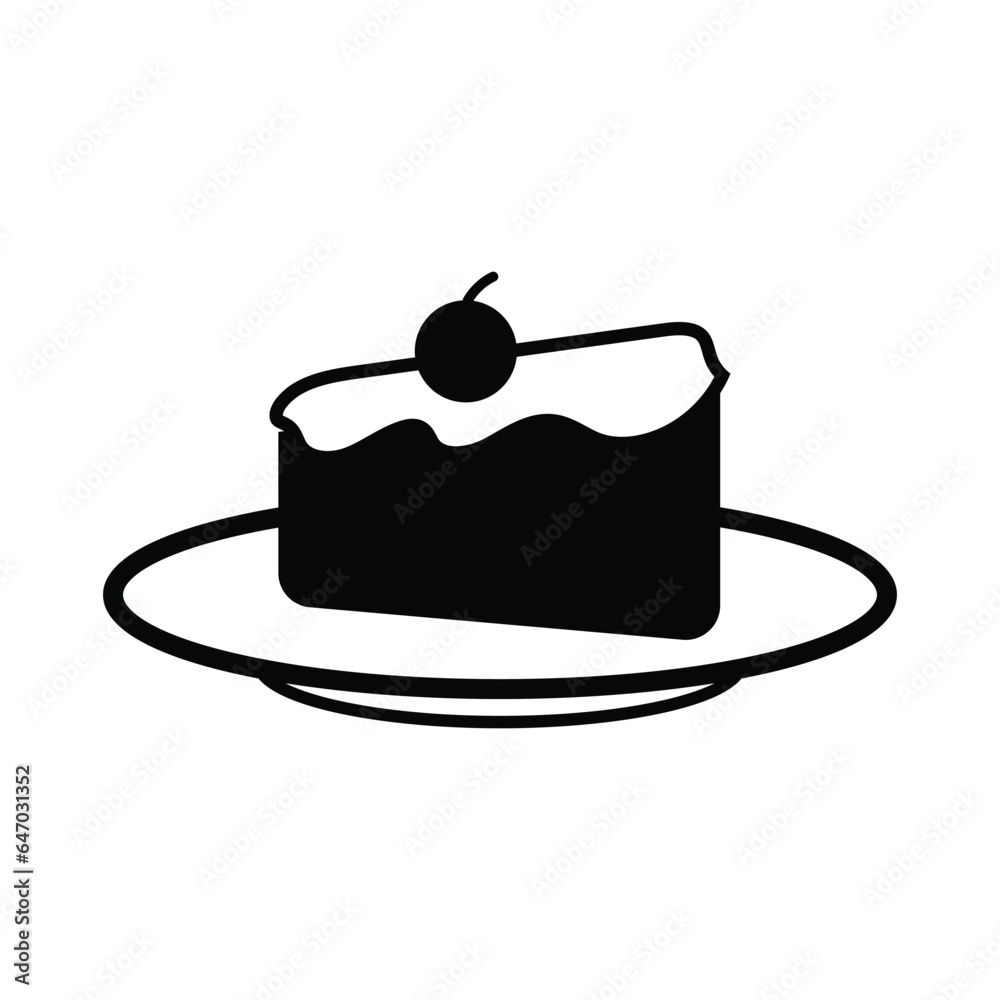 Cake slice icon silhouette design template isolated Cake slice icon silhouette design template isolated