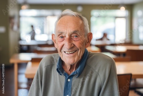 Smiling portrait of a happy senior caucasian man in a nursing home