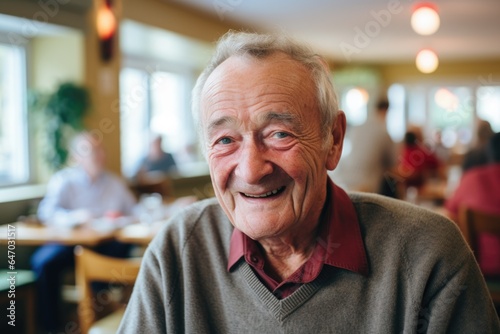 Smiling portrait of a happy senior caucasian man in a nursing home