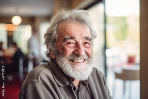 Smiling portrait of a happy senior caucasian man in a nursing home