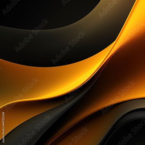 Simple abstract yellow black background, wavy lines