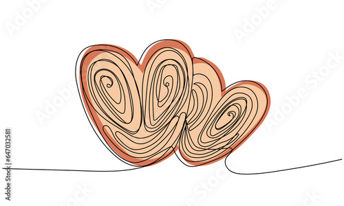 Palmier in continuous one line art style. Café, bakery, restaurant logo concept. Simple vector illustration