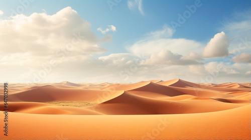 a vast desert expanse with towering sand dunes, capturing the solitude and timeless beauty of arid environments