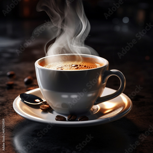 cup of coffee with steam high quality